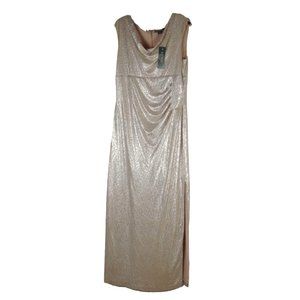 Champagne Gold Shimmer Lauren by Ralph Lauren Evening Gown Size 16